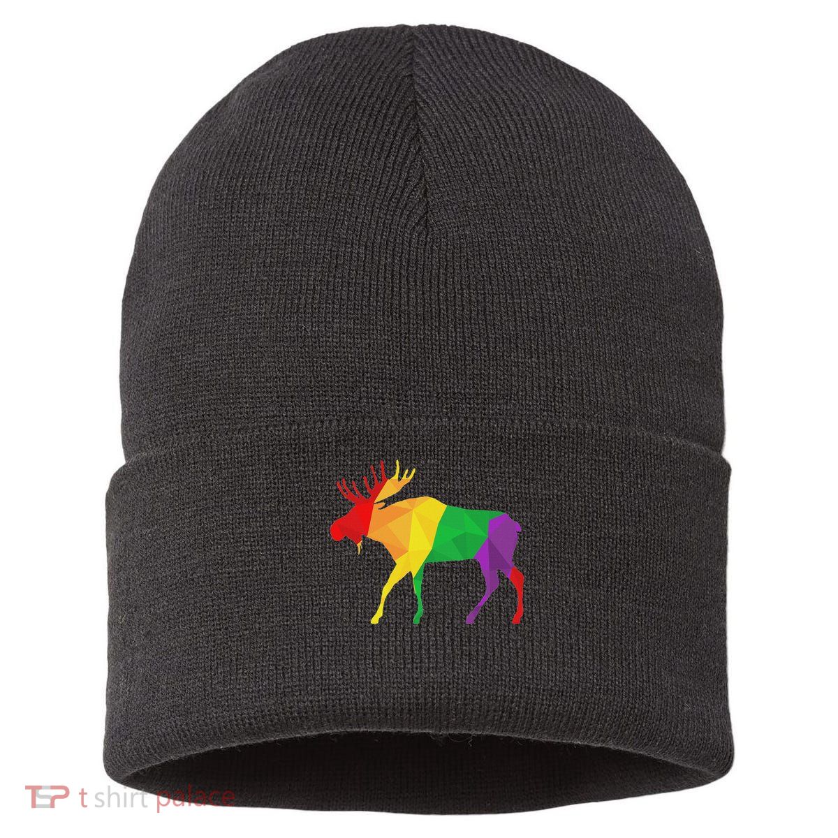 Colorful Moose Deer Elk Hunting Season Deer Hunter Gifts Men Sustainable Knit Beanie