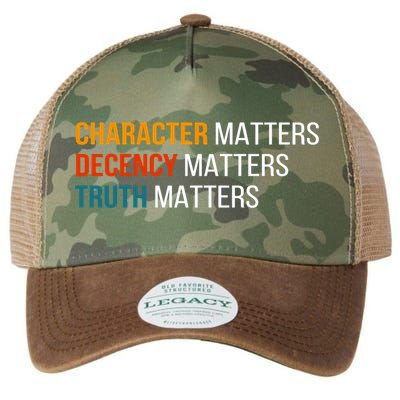 Character Matters Decency Matters Truth Matters America Legacy Tie Dye Trucker Hat