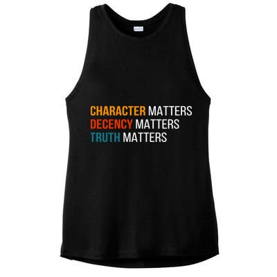 Character Matters Decency Matters Truth Matters America Ladies PosiCharge Tri-Blend Wicking Tank
