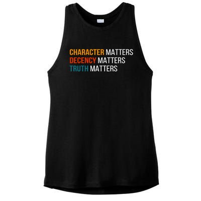 Character Matters Decency Matters Truth Matters America Ladies PosiCharge Tri-Blend Wicking Tank