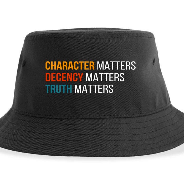 Character Matters Decency Matters Truth Matters America Sustainable Bucket Hat