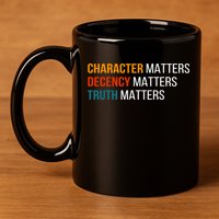 Character Matters Decency Matters Truth Matters America 11oz C Handle Ceramic Mug