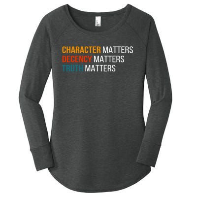 Character Matters Decency Matters Truth Matters America Women's Perfect Tri Tunic Long Sleeve Shirt