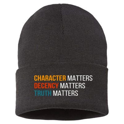 Character Matters Decency Matters Truth Matters America Sustainable Knit Beanie