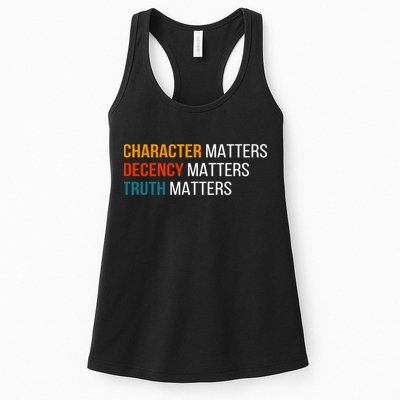 Character Matters Decency Matters Truth Matters America Womens Tank Top