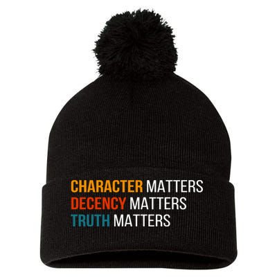 Character Matters Decency Matters Truth Matters America Pom Pom 12in Knit Beanie