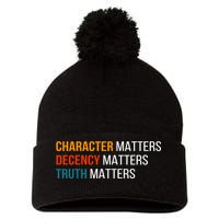 Character Matters Decency Matters Truth Matters America Pom Pom 12in Knit Beanie