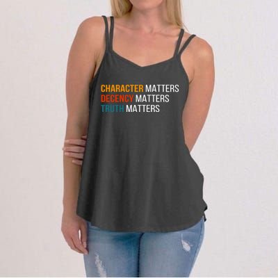 Character Matters Decency Matters Truth Matters America Women's Strappy Tank