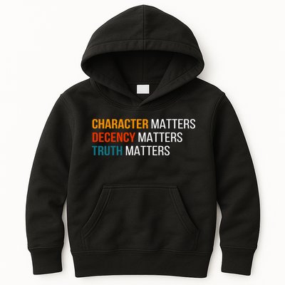 Character Matters Decency Matters Truth Matters America Kids Hoodie