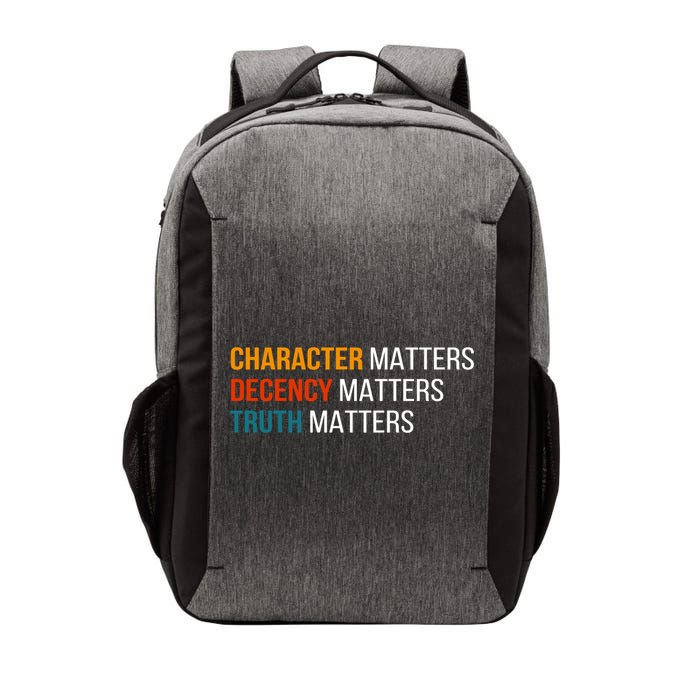 Character Matters Decency Matters Truth Matters America Vector Backpack