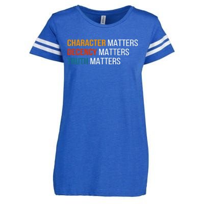 Character Matters Decency Matters Truth Matters America Enza Ladies Jersey Football T-Shirt