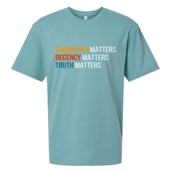 Character Matters Decency Matters Truth Matters America Sueded Cloud Jersey T-Shirt