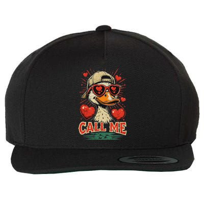 Call Me Duck Hunting ValentineS Day Mallard Duck Wool Snapback Cap