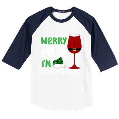 Christmas Merry Drunk Im Christmas Wine Santa Great Gift Baseball Sleeve Shirt