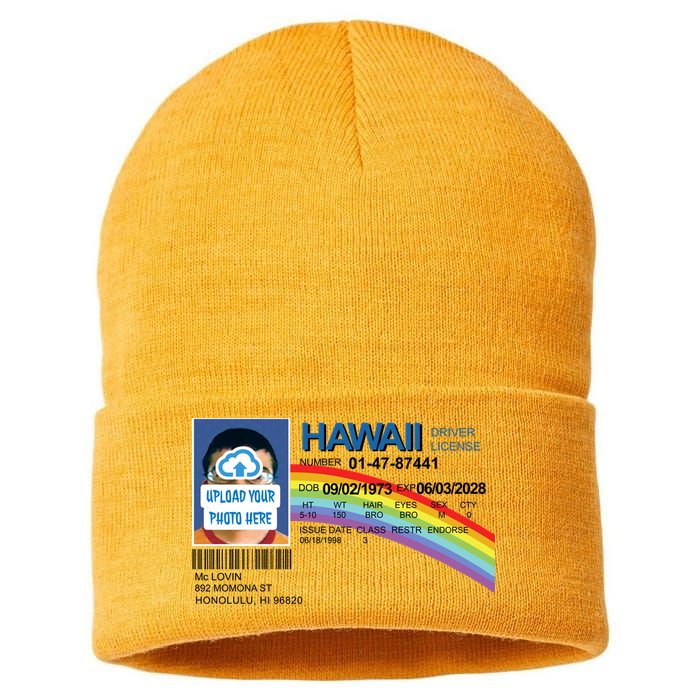 Custom Mclovin Driver License Upload Photo Sustainable Knit Beanie