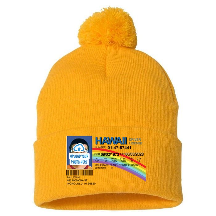 Custom Mclovin Driver License Upload Photo Pom Pom 12in Knit Beanie