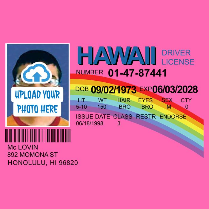 Custom Mclovin Driver License Upload Photo Stripe Pom Pom Beanie