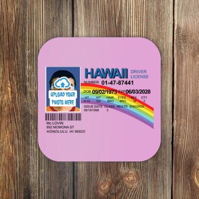 Custom Mclovin Driver License Upload Photo Coaster