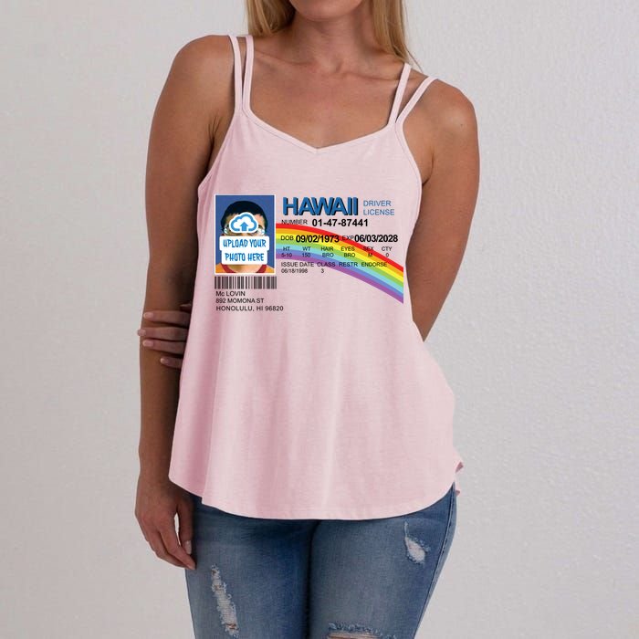 Custom Mclovin Driver License Upload Photo Women's Strappy Tank