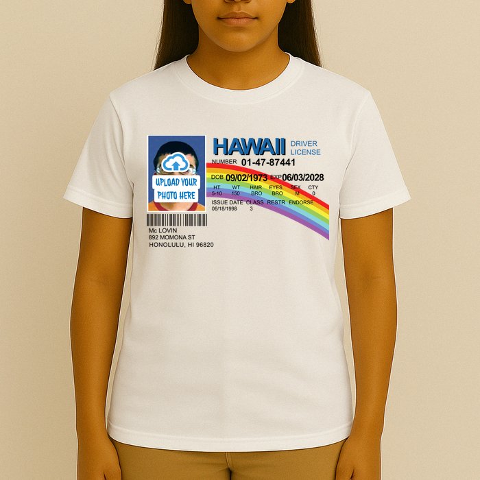 Custom Mclovin Driver License Upload Photo T-Shirt