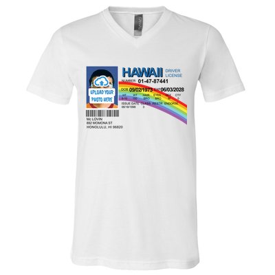 Custom Mclovin Driver License Upload Photo V-Neck T-Shirt
