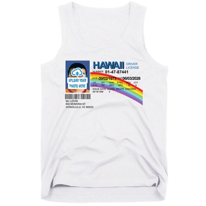 Custom Mclovin Driver License Upload Photo Tank Top