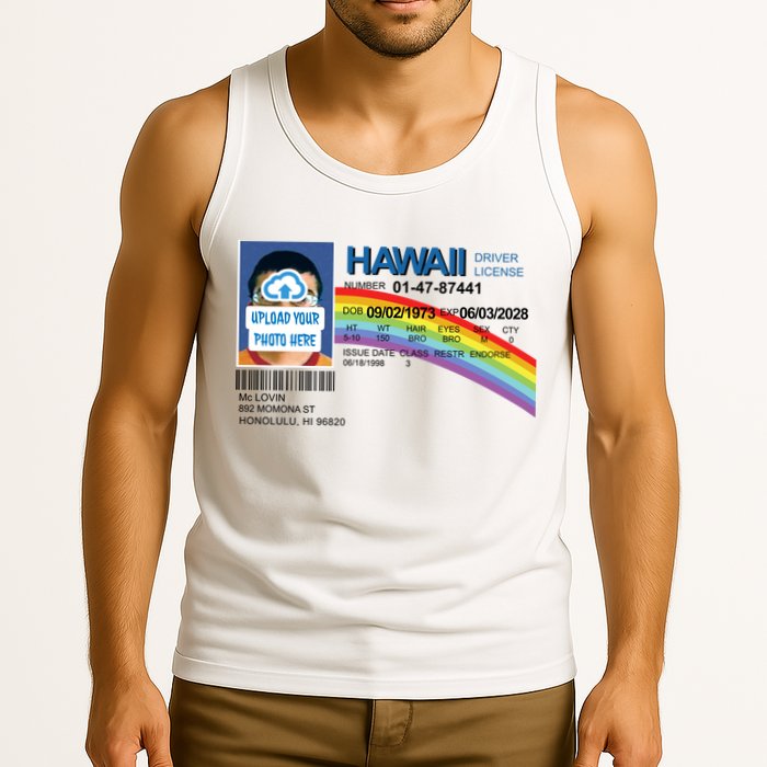 Custom Mclovin Driver License Upload Photo Tank Top