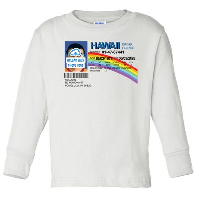 Custom Mclovin Driver License Upload Photo Toddler Long Sleeve Shirt