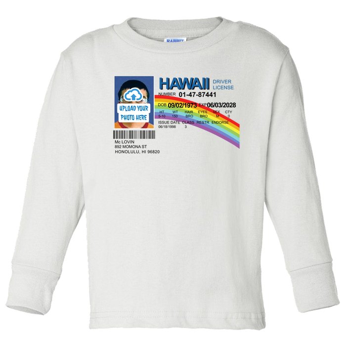 Custom Mclovin Driver License Upload Photo Toddler Long Sleeve Shirt