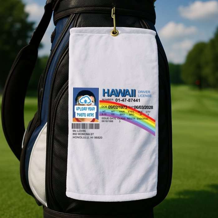 Custom Mclovin Driver License Upload Photo Golf Towel