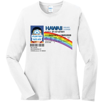 Custom Mclovin Driver License Upload Photo Ladies Long Sleeve Shirt