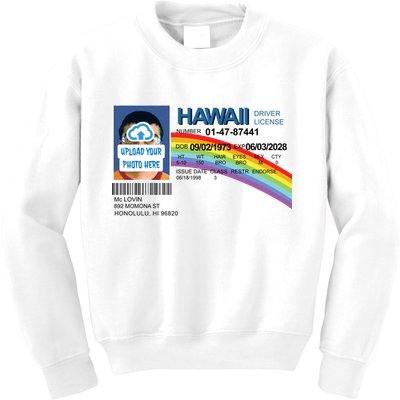 Custom Mclovin Driver License Upload Photo Kids Sweatshirt
