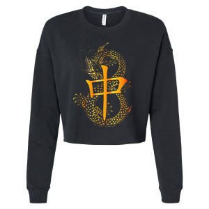 Chinese Mahjong Dragon Beautiful Cute Gift Cropped Pullover Crew