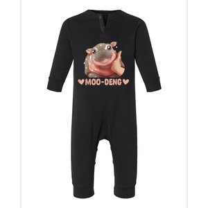 Cute Moo Deng Bouncy Pig Funny Baby Hippo Gift Infant Fleece One Piece