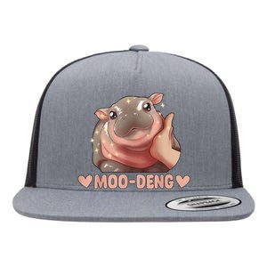 Cute Moo Deng Bouncy Pig Funny Baby Hippo Gift Flat Bill Trucker Hat