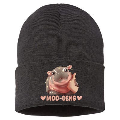 Cute Moo Deng Bouncy Pig Funny Baby Hippo Gift Sustainable Knit Beanie