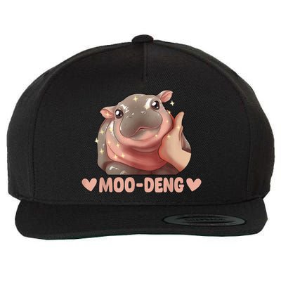 Cute Moo Deng Bouncy Pig Funny Baby Hippo Gift Wool Snapback Cap