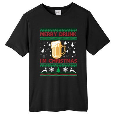 Christmas Merry Drunk IM Christmas Beer Funny Gift Tall Fusion ChromaSoft Performance T-Shirt