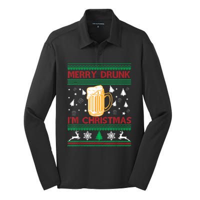 Christmas Merry Drunk IM Christmas Beer Funny Gift Silk Touch Performance Long Sleeve Polo