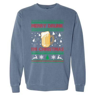 Christmas Merry Drunk IM Christmas Beer Funny Gift Garment-Dyed Sweatshirt