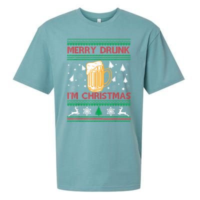 Christmas Merry Drunk IM Christmas Beer Funny Gift Sueded Cloud Jersey T-Shirt