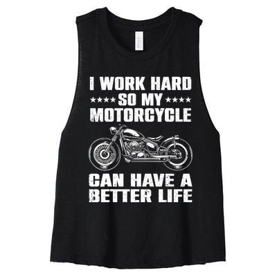 Cool Motorcycle Design For Motorcycle Lover Rider Women's Racerback Cropped Tank