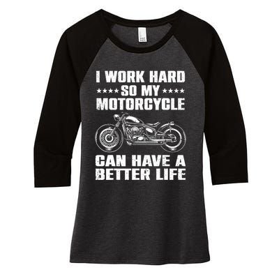 Cool Motorcycle Design For Motorcycle Lover Rider Women's Tri-Blend 3/4-Sleeve Raglan Shirt