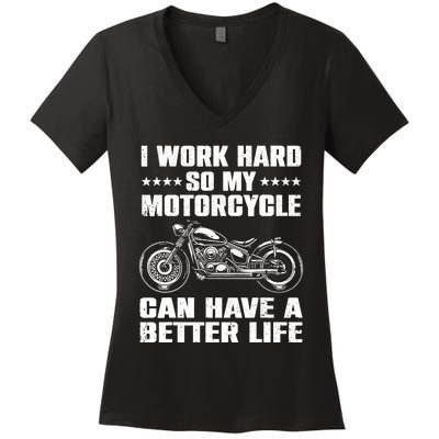 Cool Motorcycle Design For Motorcycle Lover Rider Women's V-Neck T-Shirt