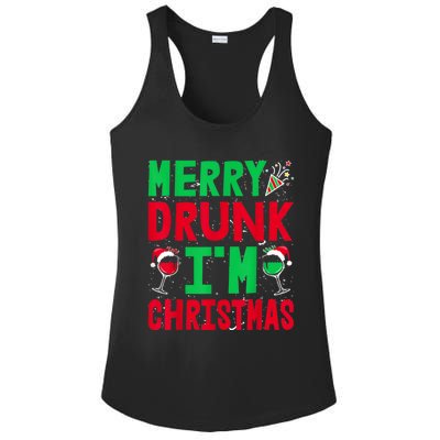 Christmas Merry Drunk IM Christmas Wine Santa Hat Gift Ladies PosiCharge Competitor Racerback Tank