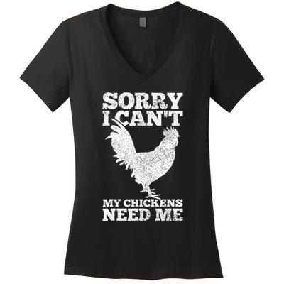 Chicken Mom Dad Funny Poultry Farmer Chicken Women's V-Neck T-Shirt