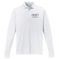 Cricket Mom Definition Cricket Cricket Player  Performance Long Sleeve Polo