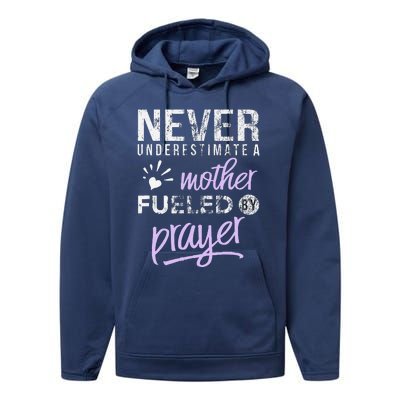 Christian Mothers Day Mom Fueled Prayer Heart Performance Fleece Hoodie