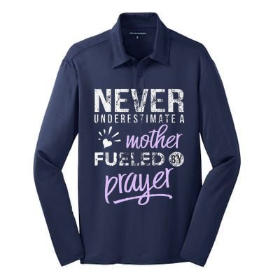 Christian Mothers Day Mom Fueled Prayer Heart Silk Touch Performance Long Sleeve Polo