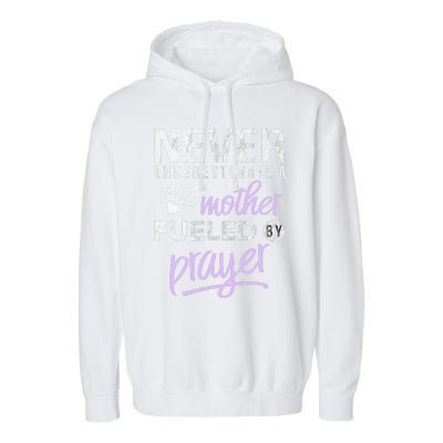 Christian Mothers Day Mom Fueled Prayer Heart Garment-Dyed Fleece Hoodie